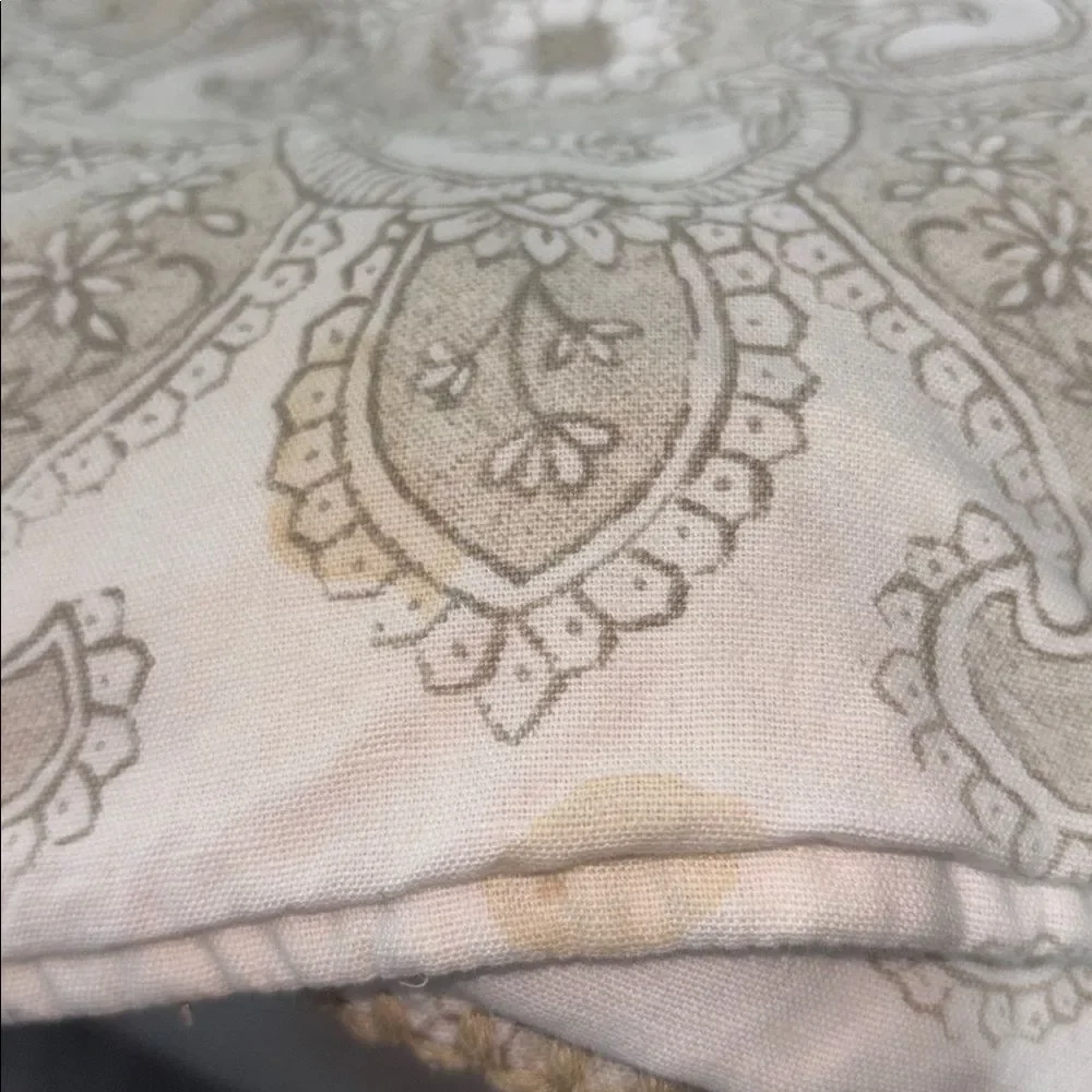 Pottery barn set of (2) decorative embroidered square linen blend pillow shams